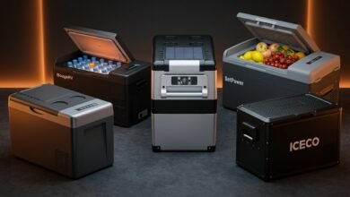 Five 12V refrigerators for semi trucks from EUHOMY, BougeRV, ICECO, and SetPower