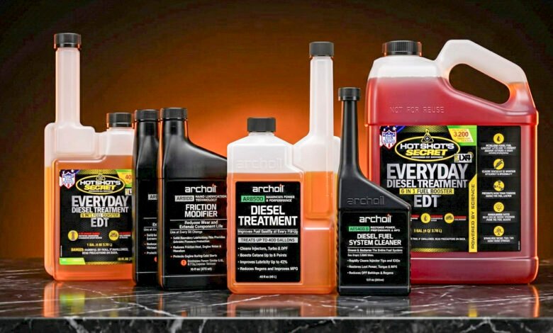 Five diesel engine additive products from Hot Shot’s Secret and Archoil for heavy duty trucks