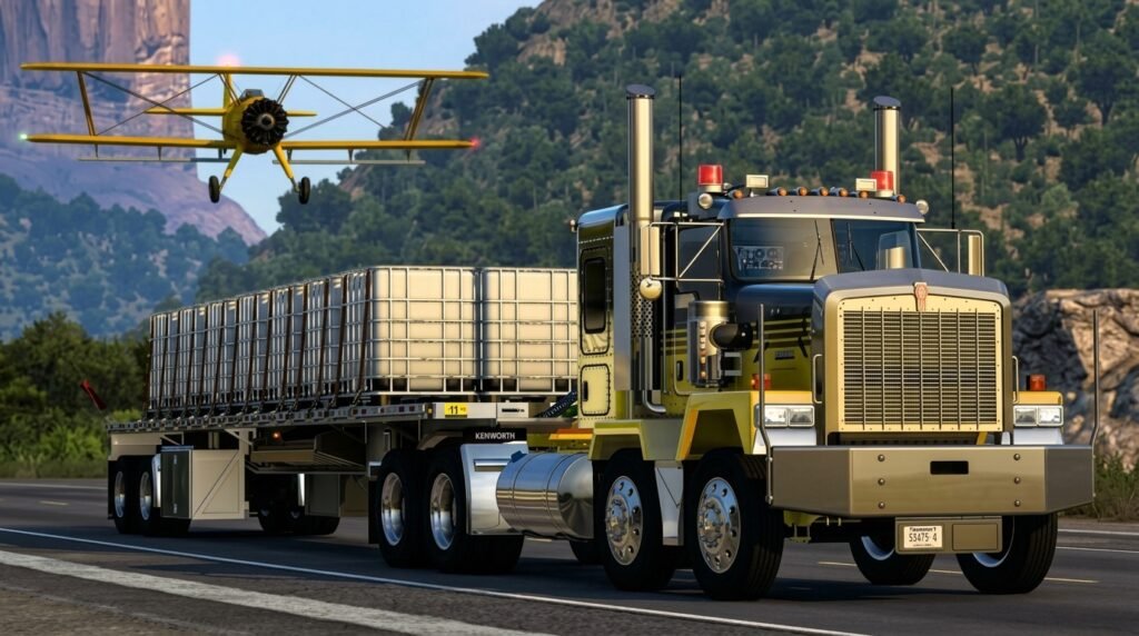 Kenworth C500 heavy-haul truck traveling on a road while transporting a load.
نسخ Alt Text