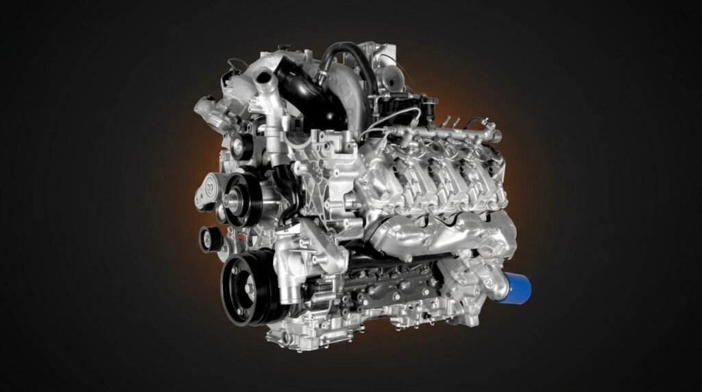 International CV Series 6.6-liter turbocharged diesel V8 engine.